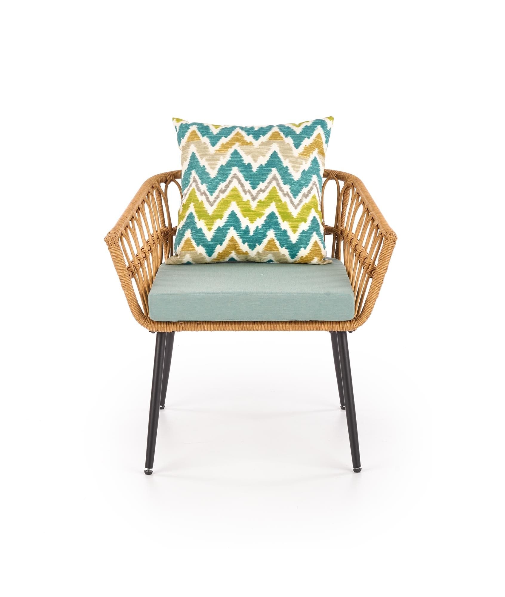 Halmar Fotoliu fix din ratan sintetic, cu picioare metalice Gradwin Natural / Multicolor, l70xA58xH71 cm