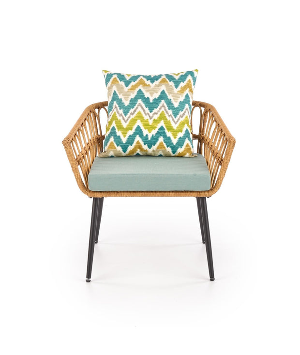 Halmar Fotoliu fix din ratan sintetic, cu picioare metalice Gradwin Natural / Multicolor, l70xA58xH71 cm