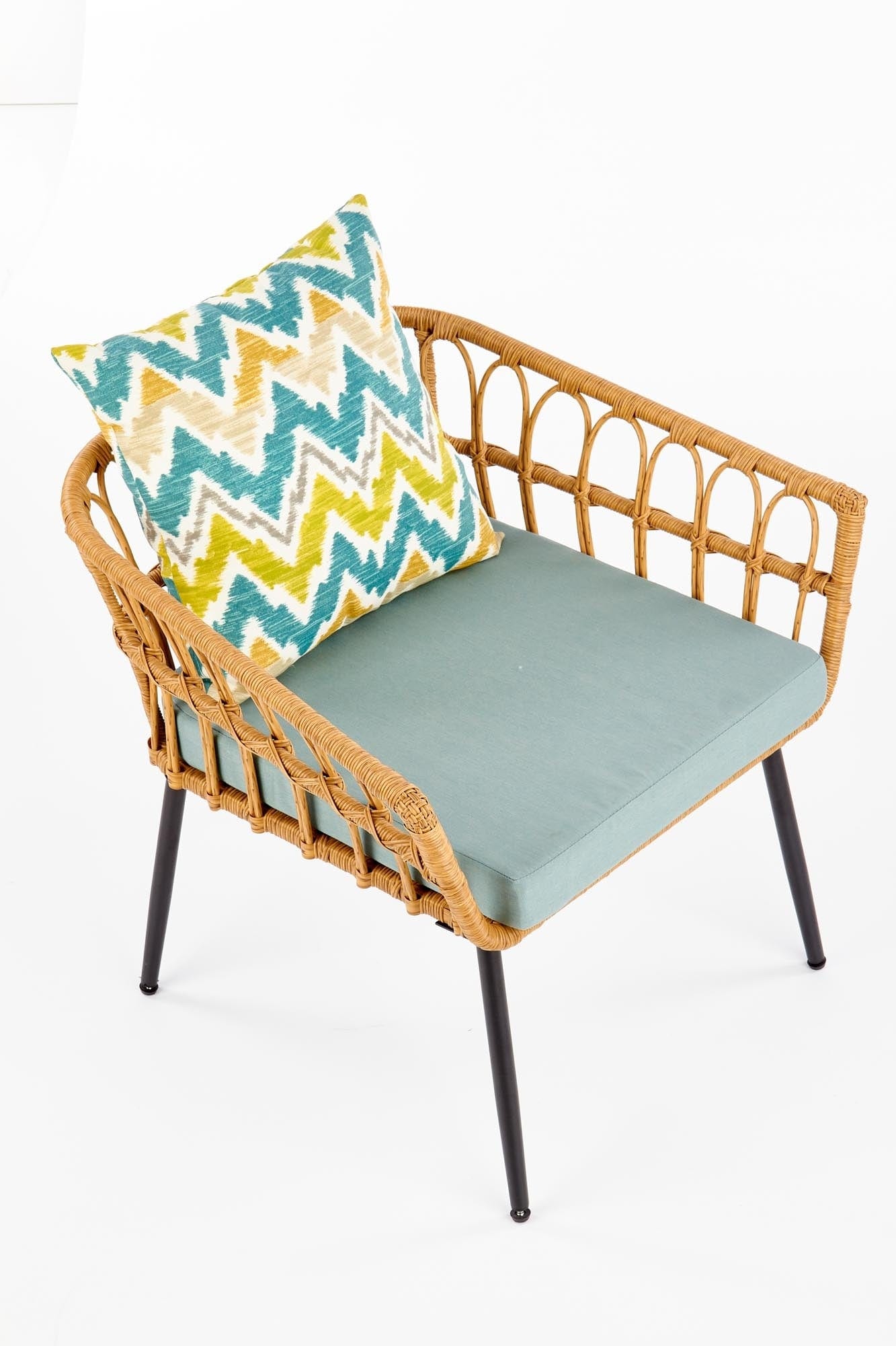 Halmar Fotoliu fix din ratan sintetic, cu picioare metalice Gradwin Natural / Multicolor, l70xA58xH71 cm