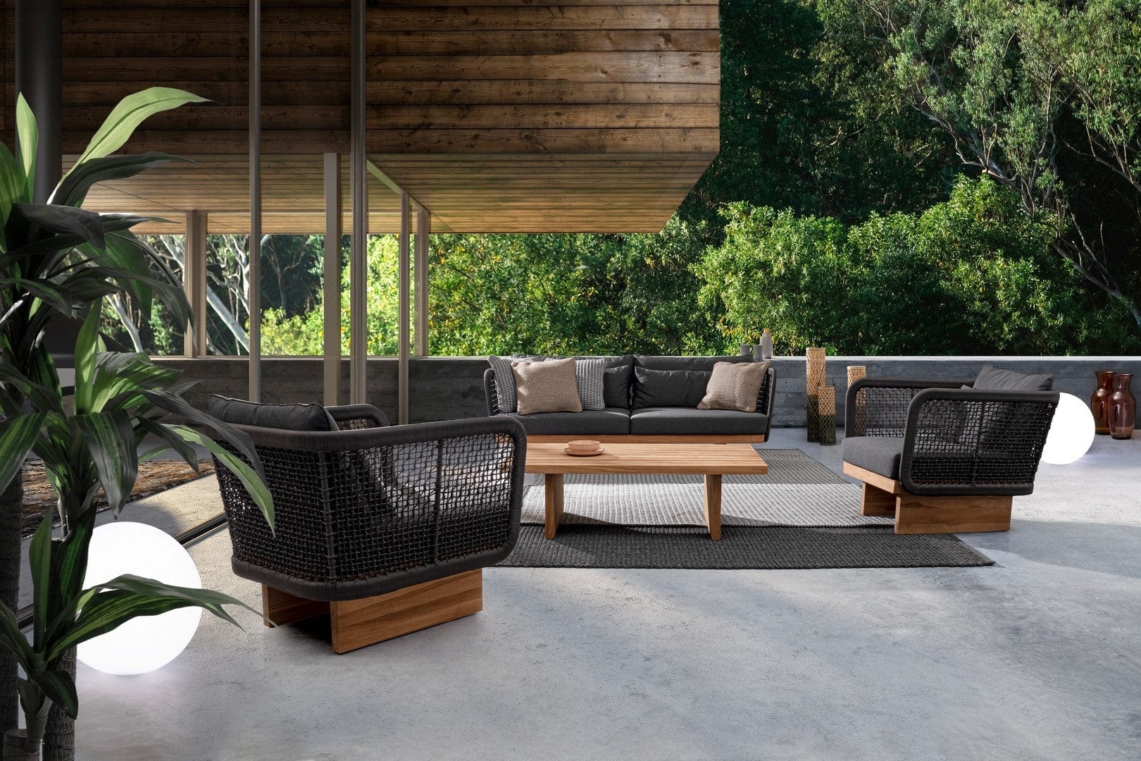 Bizzotto Fotoliu fix pentru gradina / terasa, din aluminiu si lemn de tec, Xylia Maro, l76xA83,5xH80 cm