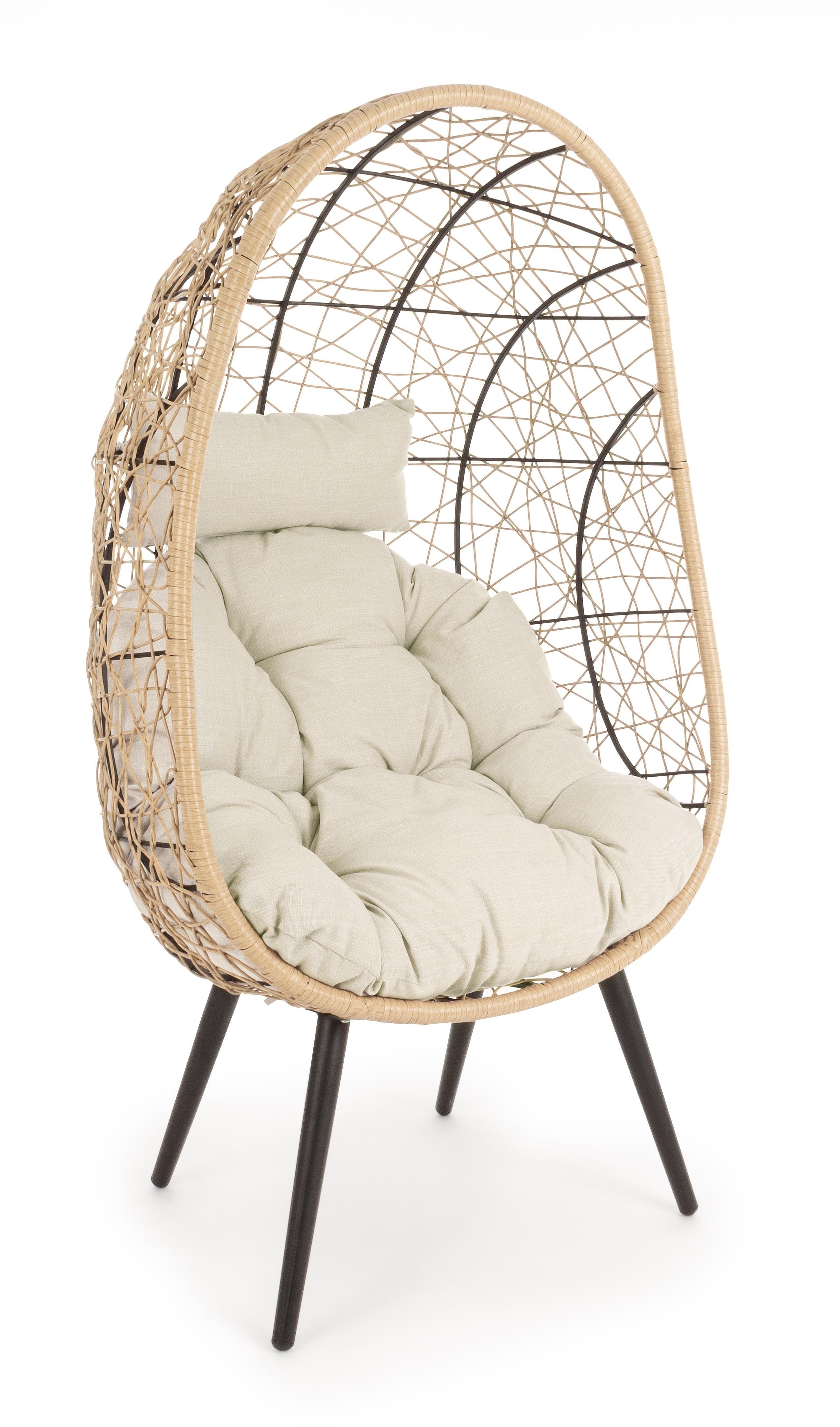 Bizzotto Fotoliu fix pentru gradina / terasa, din metal si fibre sintetice Marley Natural / Negru, l80xA70xH156 cm