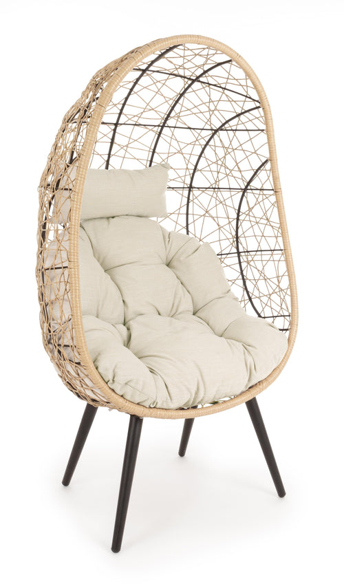 Bizzotto Fotoliu fix pentru gradina / terasa, din metal si fibre sintetice Marley Natural / Negru, l80xA70xH156 cm