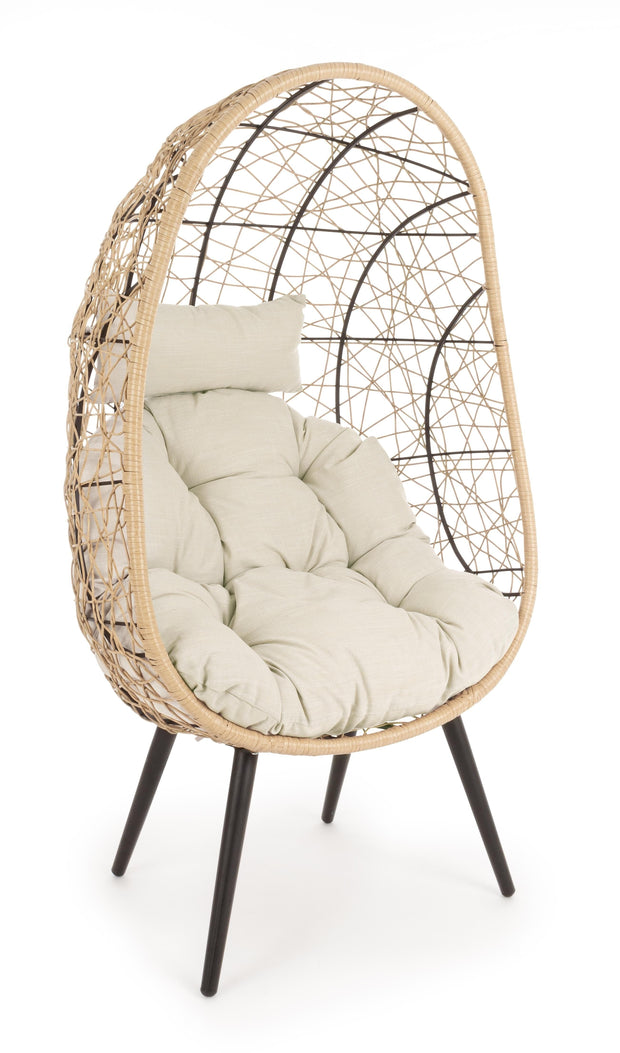 Bizzotto Fotoliu fix pentru gradina / terasa, din metal si fibre sintetice Marley Natural / Negru, l80xA70xH156 cm