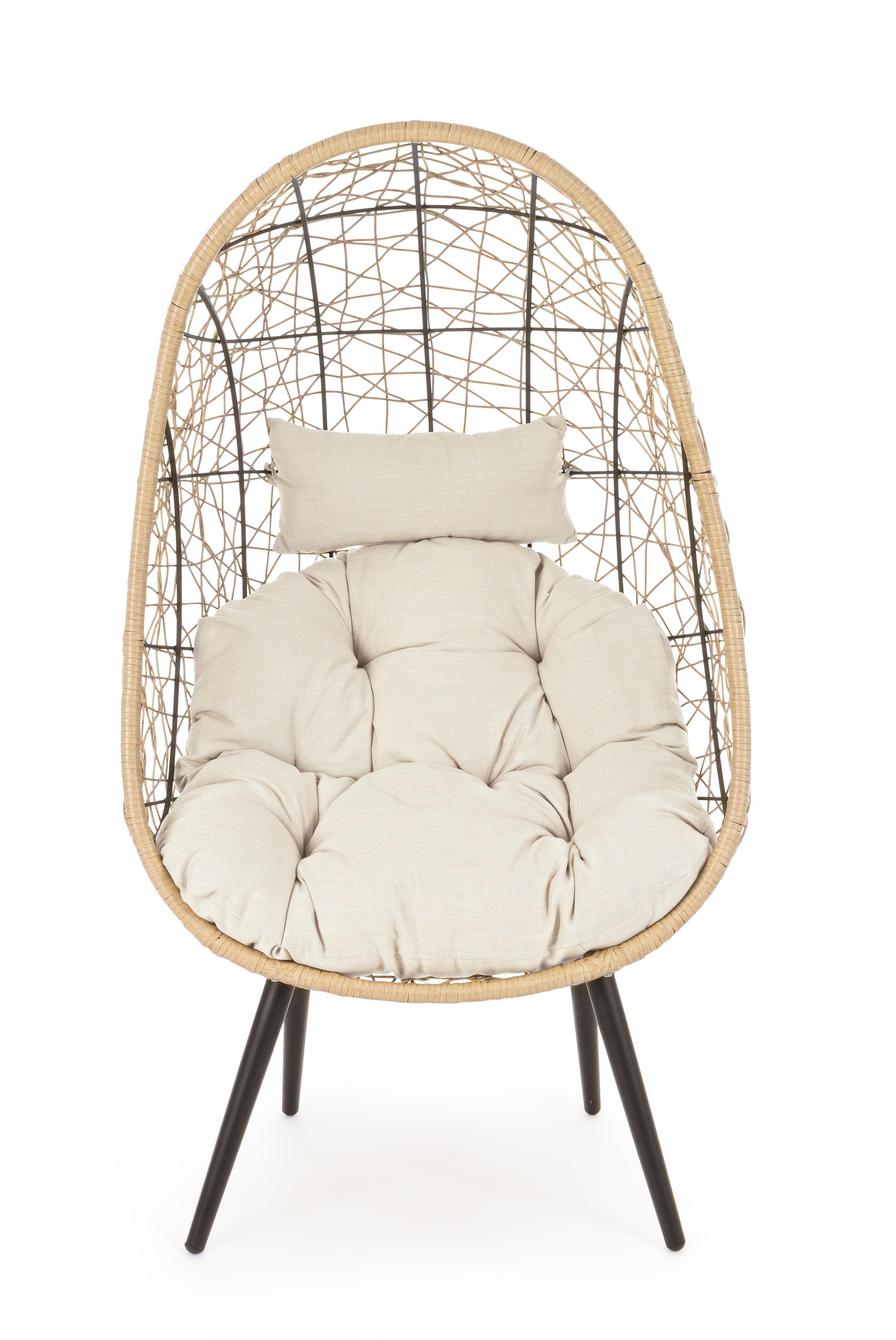 Fotoliu fix pentru gradina / terasa, din metal si fibre sintetice Marley Natural / Negru, l80xA70xH156 cm (2)