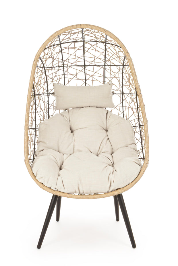 Fotoliu fix pentru gradina / terasa, din metal si fibre sintetice Marley Natural / Negru, l80xA70xH156 cm (2)