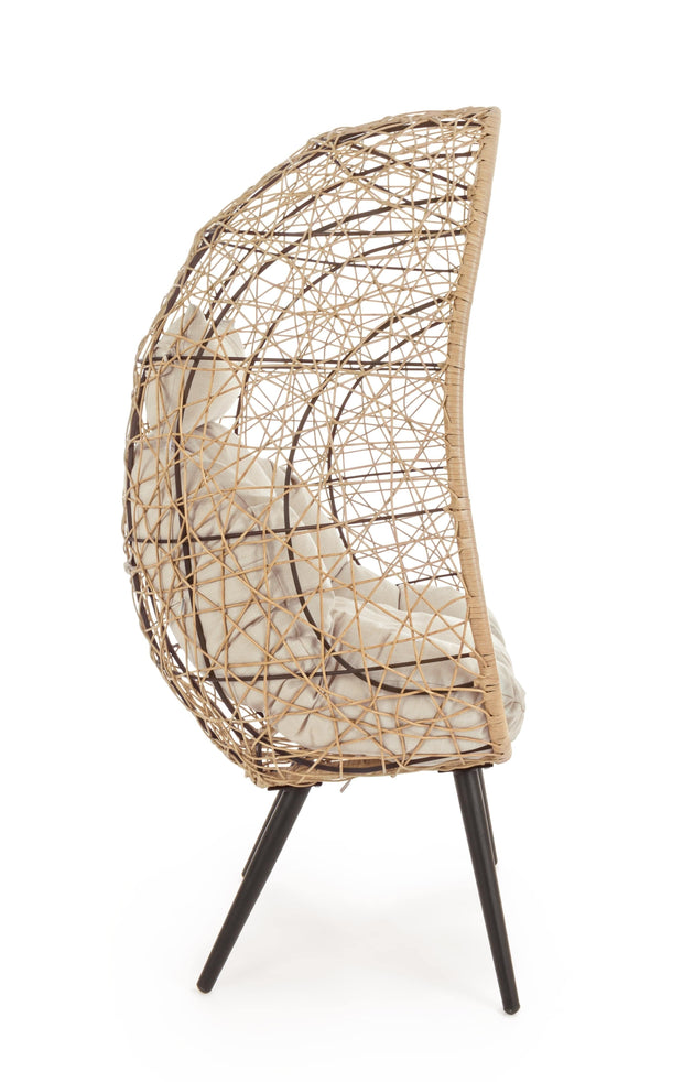 Fotoliu fix pentru gradina / terasa, din metal si fibre sintetice Marley Natural / Negru, l80xA70xH156 cm (3)