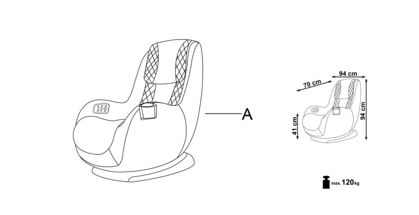 Halmar Fotoliu fix tapitat cu piele ecologica, cu functie masaj Dyre Grej, l69xA70xH94 cm