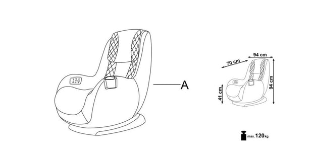 Halmar Fotoliu fix tapitat cu piele ecologica, cu functie masaj Dyre Grej, l69xA70xH94 cm