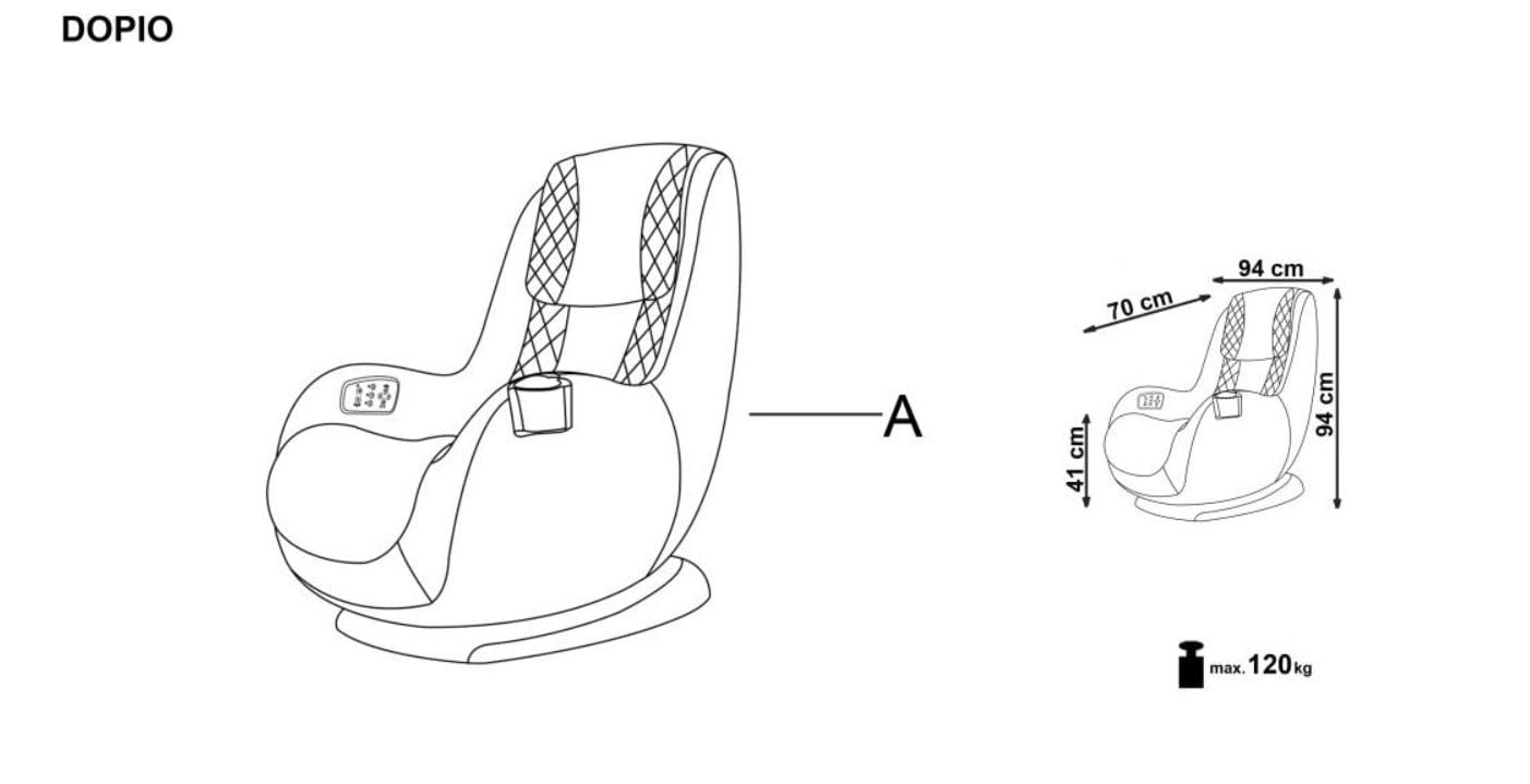 Halmar Fotoliu fix tapitat cu piele ecologica, cu functie masaj Dyre Gri, l69xA70xH94 cm