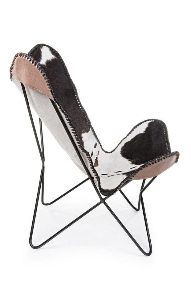 Fotoliu fix tapitat cu piele naturala si picioare metalice, Buffalo Negru, l68xA70xH93 cm (3)