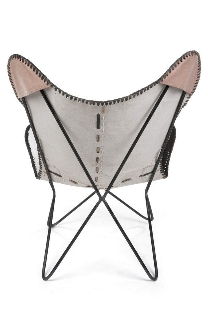 Fotoliu fix tapitat cu piele naturala si picioare metalice, Buffalo Negru, l68xA70xH93 cm (4)