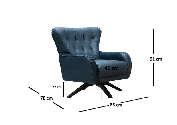 Fotoliu fix tapitat cu stofa, Arredo Velvet Bleumarin, l85xA78xH91 cm (4)