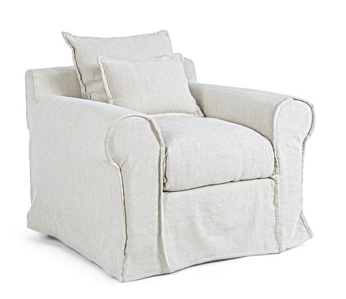 Fotoliu fix tapitat cu stofa, Clovis Ivoir, l105xA90xH90 cm