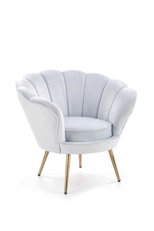 Halmar Fotoliu fix tapitat cu stofa, cu picioare din metal Ammon Albastru deschis / Auriu, l94xA74xH83 cm