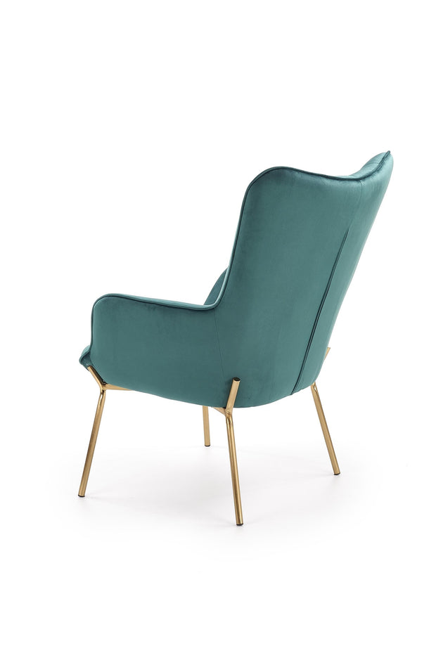 Halmar Fotoliu fix tapitat cu stofa, cu picioare metalice Castiel 2 Verde inchis / Auriu, l71xA79xH97 cm