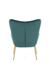 Halmar Fotoliu fix tapitat cu stofa, cu picioare metalice Castiel 2 Verde inchis / Auriu, l71xA79xH97 cm