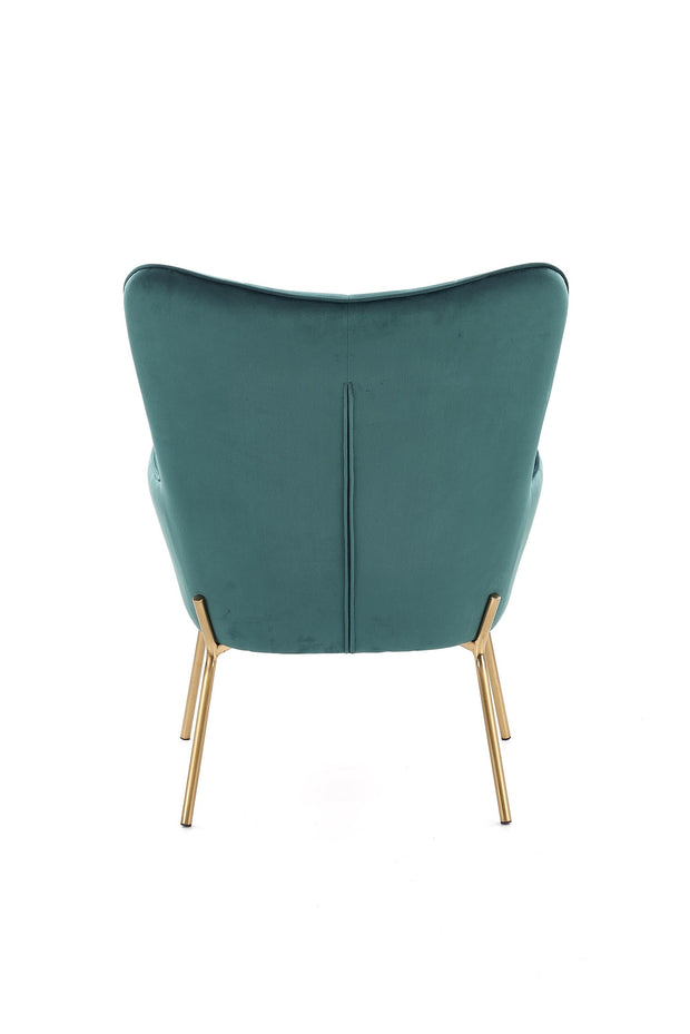 Halmar Fotoliu fix tapitat cu stofa, cu picioare metalice Castiel 2 Verde inchis / Auriu, l71xA79xH97 cm