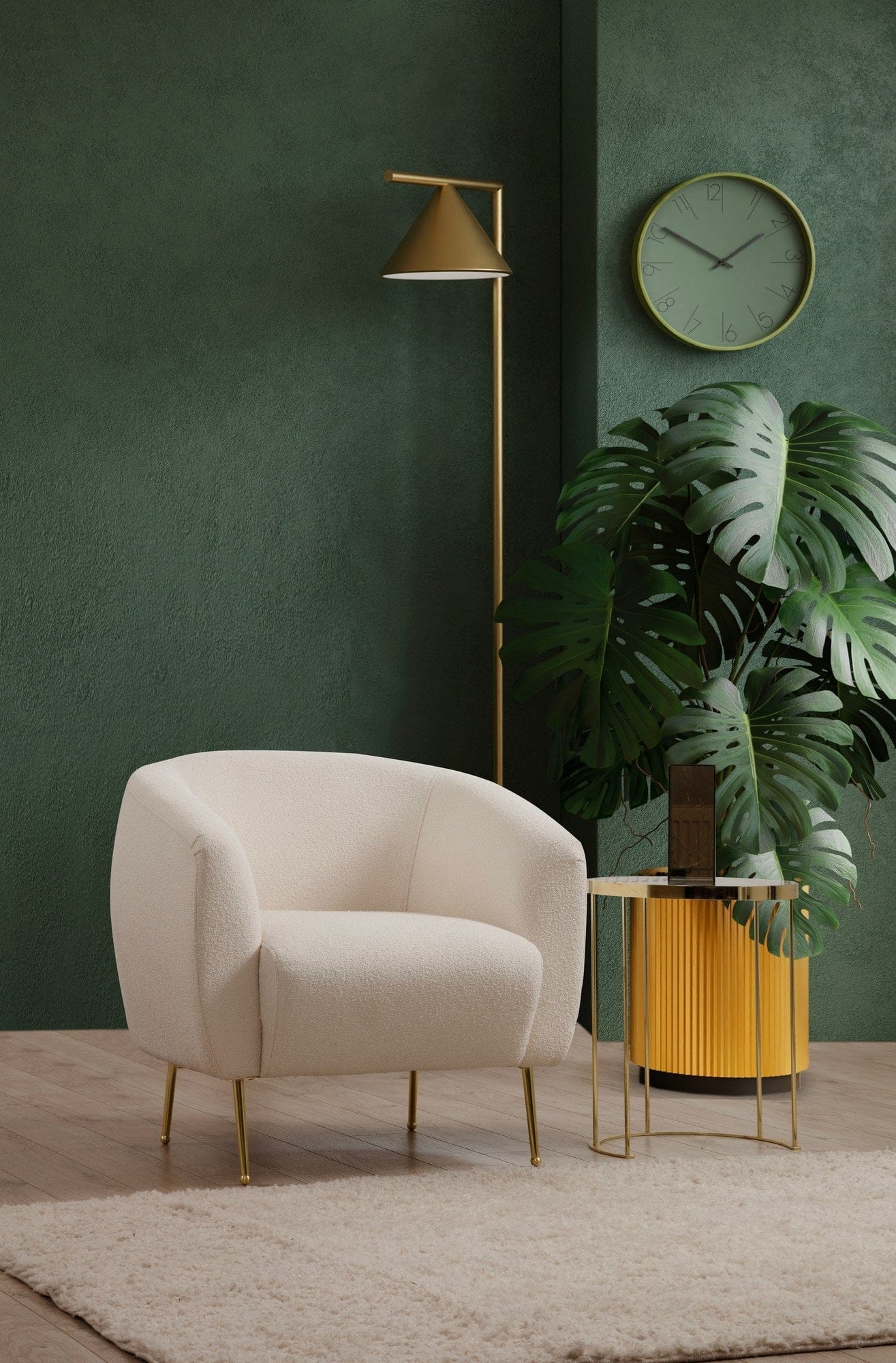 Asir Fotoliu fix tapitat cu stofa, Eses Crem / Auriu, l82xA70xH82 cm