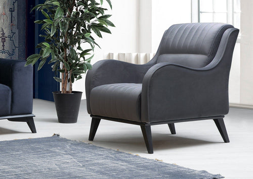 Asir Fotoliu fix tapitat cu stofa, Lisa Velvet Antracit, l70xA90xH87 cm
