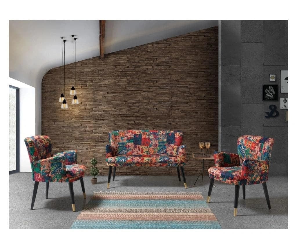 Fotoliu fix tapitat cu stofa, Patchwork Multicolor, l65xA60xH75 cm (1)