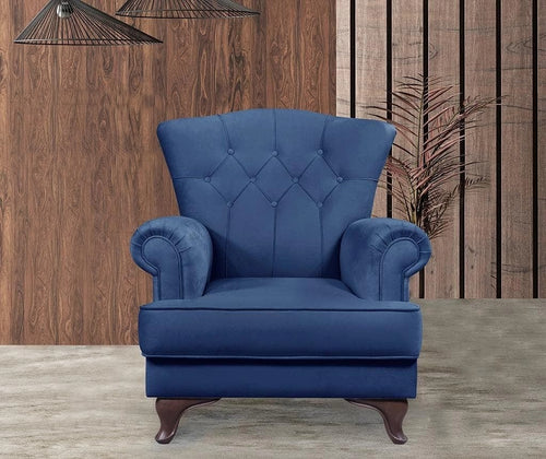 Fotoliu fix tapitat cu stofa, Pedesa 2 Velvet Bleumarin, l85xA90xH96 cm