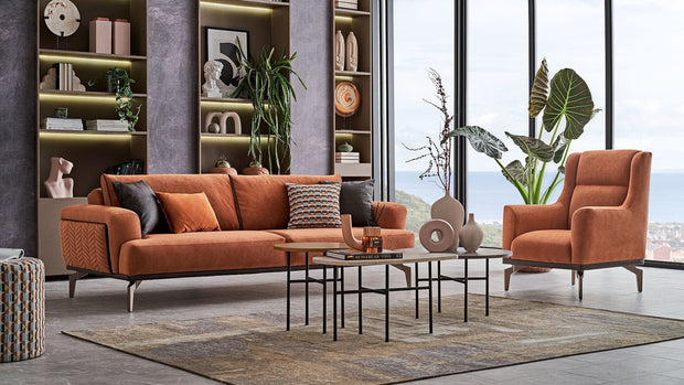 Dogtas Fotoliu fix tapitat cu stofa, Piero Velvet Caramiziu, l80xA90xH100 cm