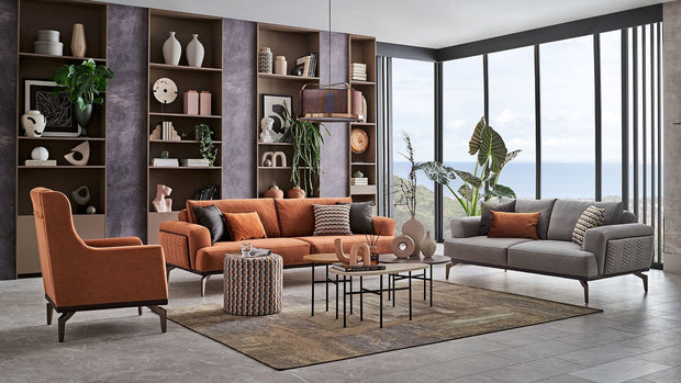 Dogtas Fotoliu fix tapitat cu stofa, Piero Velvet Caramiziu, l80xA90xH100 cm