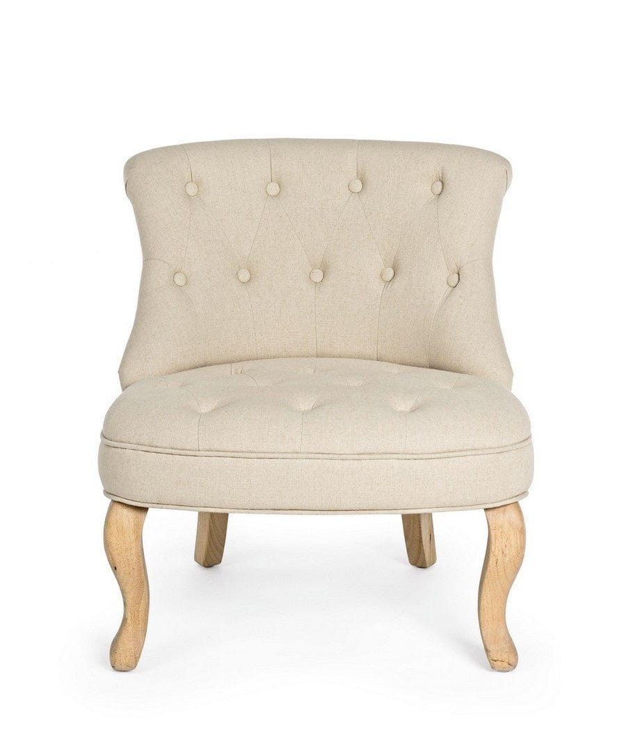 Fotoliu fix tapitat cu stofa si picioare din lemn, Arlette B Bej, l63xA68xH70 cm (3)