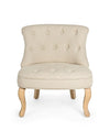 Fotoliu fix tapitat cu stofa si picioare din lemn, Arlette B Bej, l63xA68xH70 cm (3)