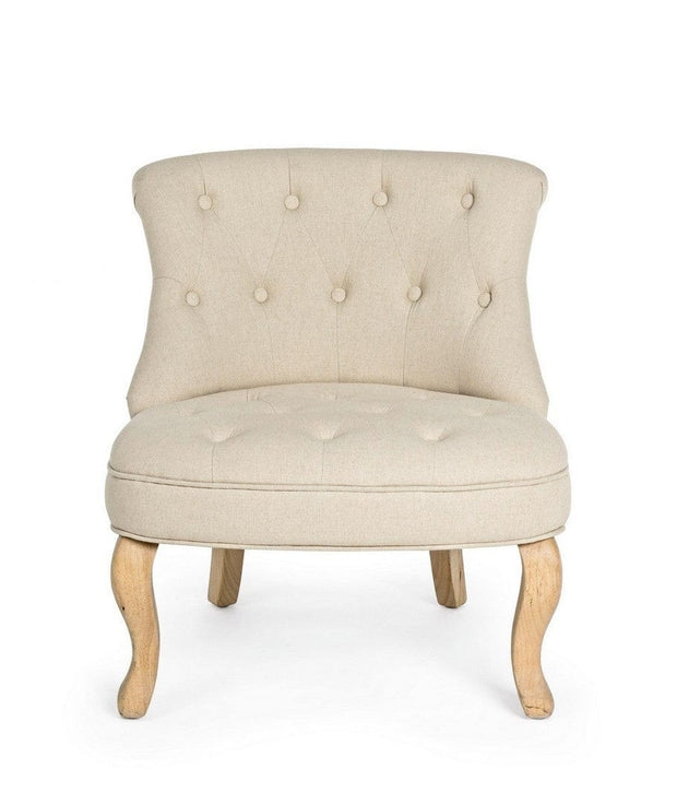 Fotoliu fix tapitat cu stofa si picioare din lemn, Arlette B Bej, l63xA68xH70 cm (3)