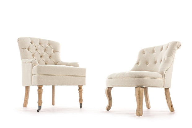 Fotoliu fix tapitat cu stofa si picioare din lemn, Arlette B Bej, l63xA68xH70 cm (6)