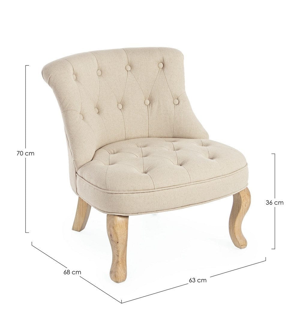 Fotoliu fix tapitat cu stofa si picioare din lemn, Arlette B Bej, l63xA68xH70 cm (7)