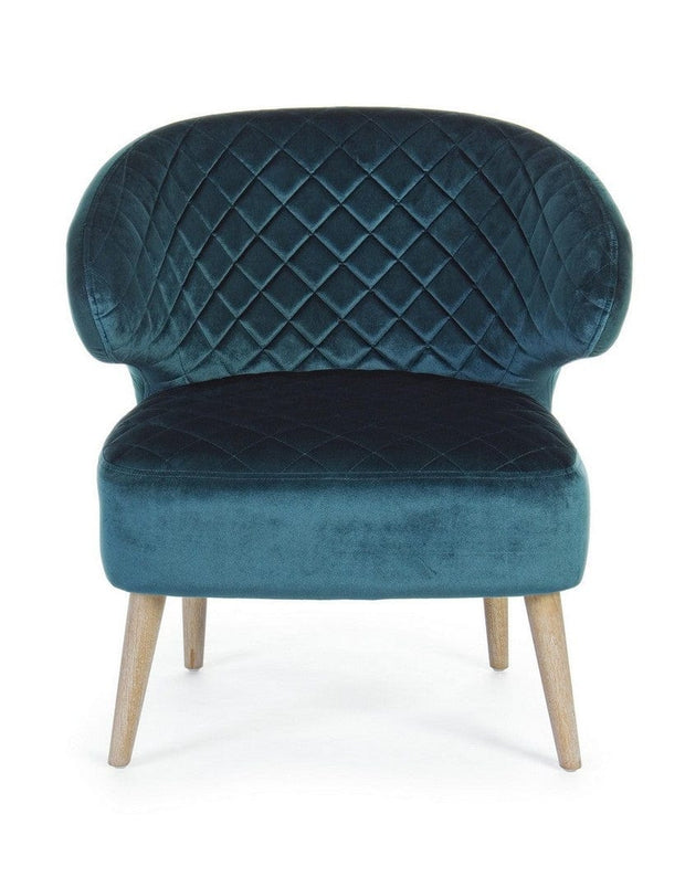 Fotoliu fix tapitat cu stofa si picioare din lemn, Bertrand Velvet Petrol / Natural, l66,6xA63xH73 cm (2)