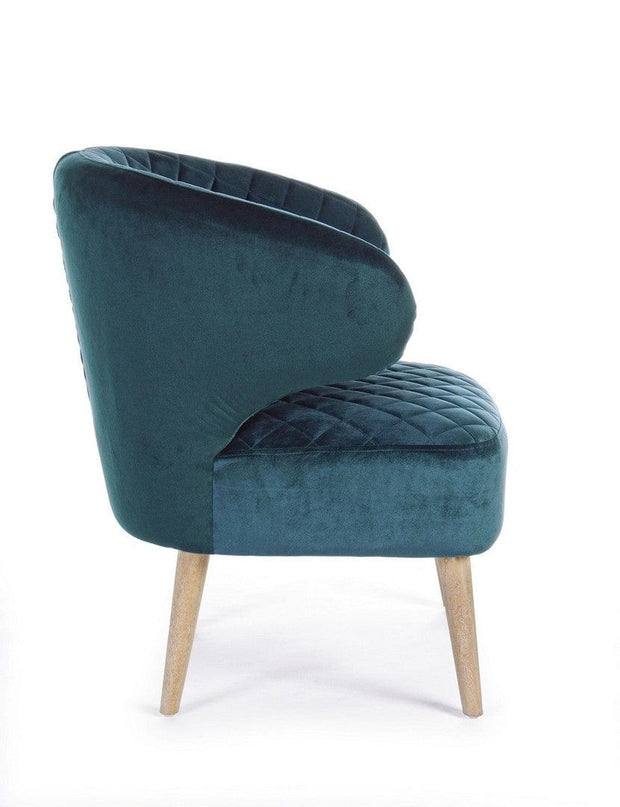 Fotoliu fix tapitat cu stofa si picioare din lemn, Bertrand Velvet Petrol / Natural, l66,6xA63xH73 cm (3)