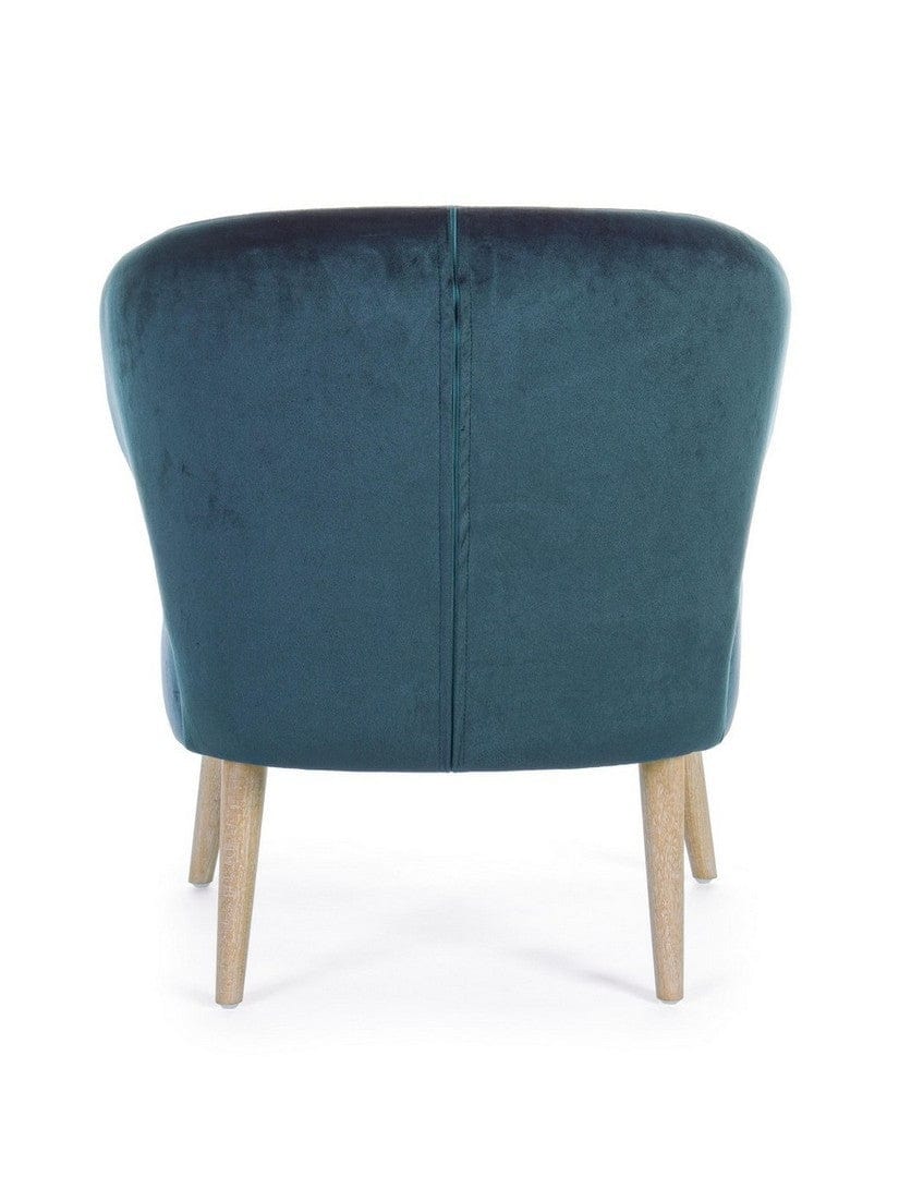 Fotoliu fix tapitat cu stofa si picioare din lemn, Bertrand Velvet Petrol / Natural, l66,6xA63xH73 cm (4)