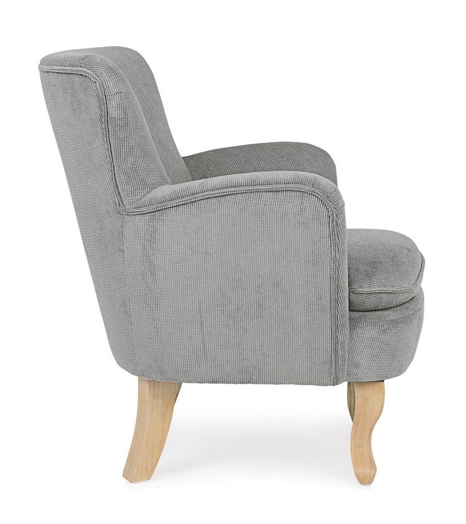 Fotoliu fix tapitat cu stofa si picioare din lemn, Chenille Gri / Natural, l71,5xA72,5xH79 cm (2)