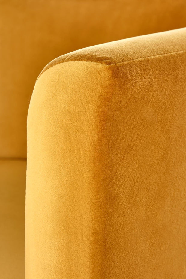 Fotoliu fix tapitat cu stofa si picioare din lemn, Cliffton II Velvet Mustariu / Natural, l66xA58xH64 cm (10)