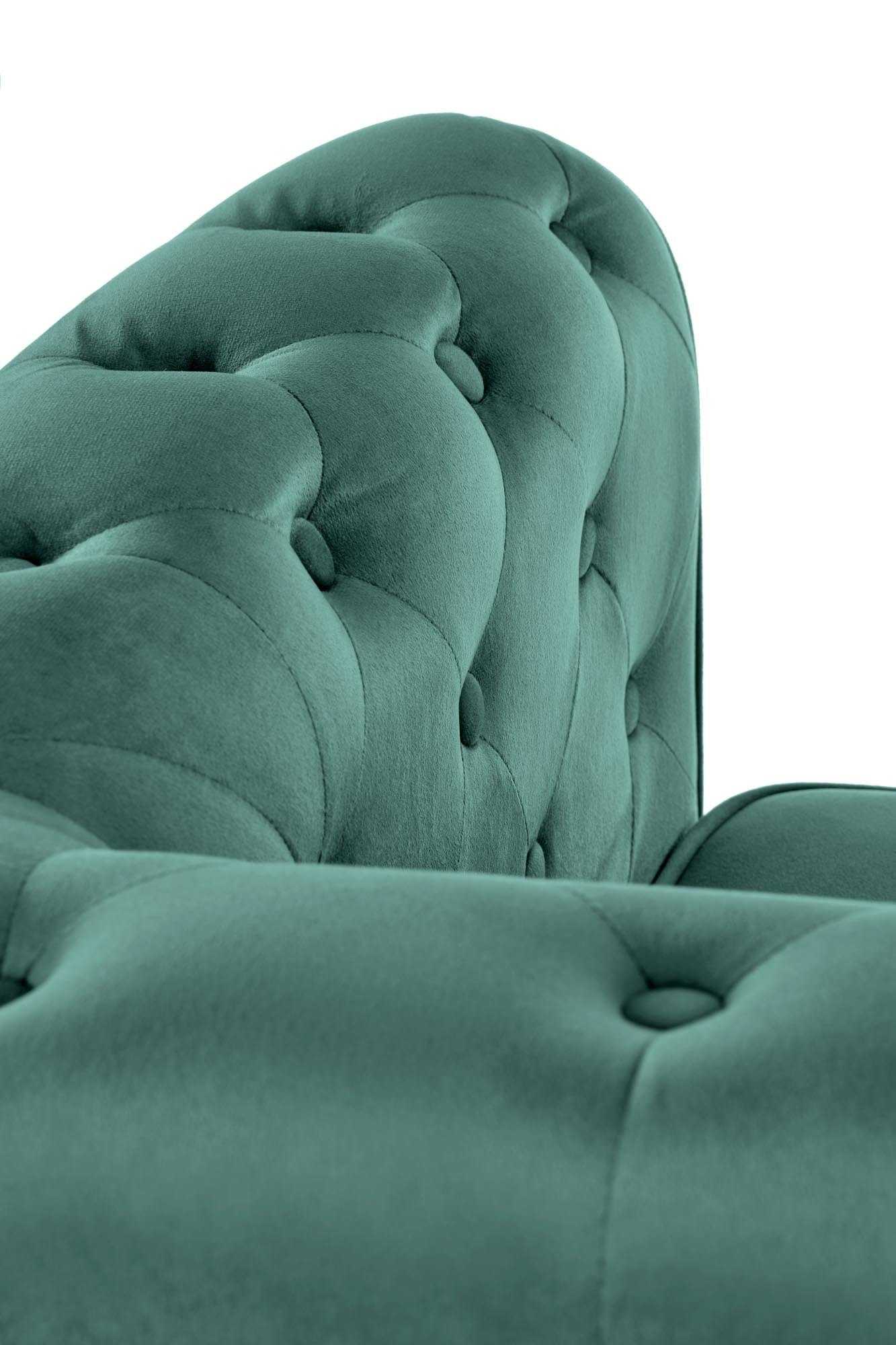 Fotoliu fix tapitat cu stofa si picioare din lemn, Eriksen Velvet Verde Inchis / Negru, l62xA75xH73 cm (7)