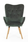 Bizzotto Fotoliu fix tapitat cu stofa si picioare din lemn, Juliet Velvet Verde Inchis / Natural, l68xA76xH105 cm