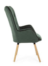 Fotoliu fix tapitat cu stofa si picioare din lemn, Juliet Velvet Verde Inchis / Natural, l68xA76xH105 cm (3)