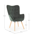 Fotoliu fix tapitat cu stofa si picioare din lemn, Juliet Velvet Verde Inchis / Natural, l68xA76xH105 cm (4)