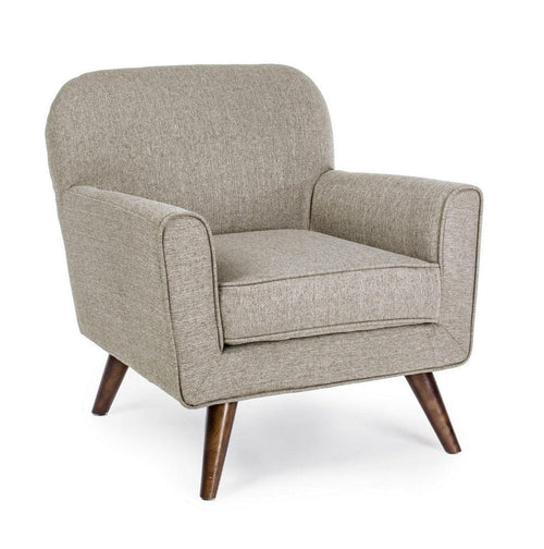 Bizzotto Fotoliu fix tapitat cu stofa si picioare din lemn, Lydia Bej / Nuc, l80xA75xH93 cm