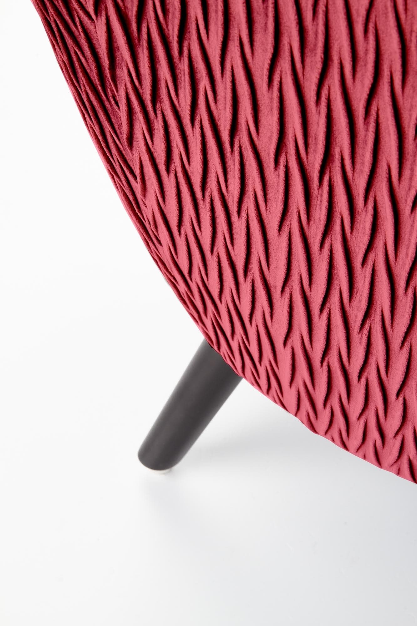 Halmar Fotoliu fix tapitat cu stofa si picioare din lemn, Raylin Velvet Bordeaux / Negru, l70xA78xH100 cm