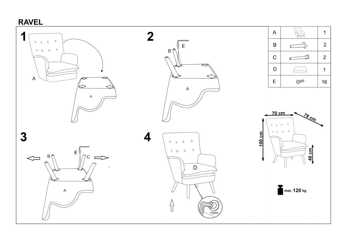 Halmar Fotoliu fix tapitat cu stofa si picioare din lemn, Raylin Velvet Bordeaux / Negru, l70xA78xH100 cm