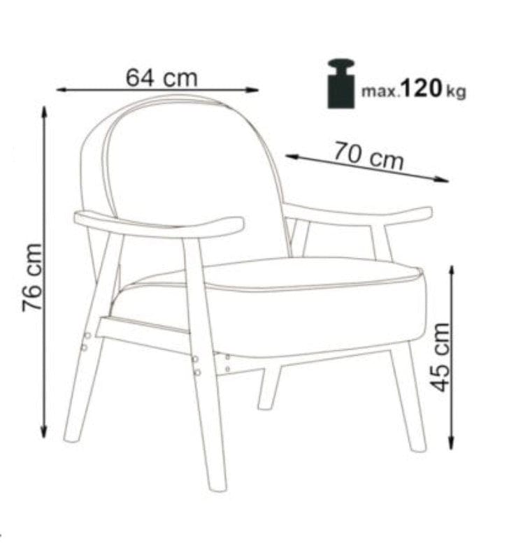 Halmar Fotoliu fix tapitat cu stofa si picioare din lemn, Renatta Bej, l64xA70xH76 cm