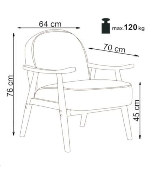 Fotoliu fix tapitat cu stofa si picioare din lemn, Renatta Gri, l64xA70xH76 cm (1)