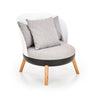 Halmar Fotoliu fix tapitat cu stofa si picioare din lemn, Seamus Alb / Gri / Natural, l74xA77xH73 cm