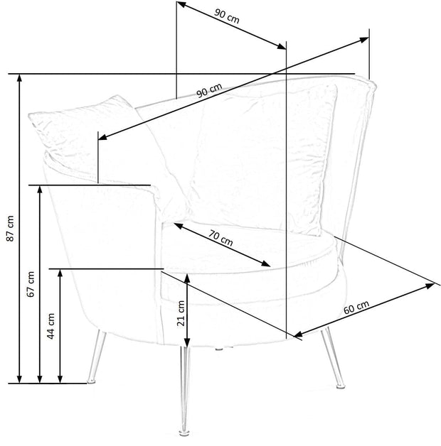 Fotoliu fix tapitat cu stofa si picioare metalice, Almanzo Velvet Roz / Auriu, l90xA90xH87 cm (9)