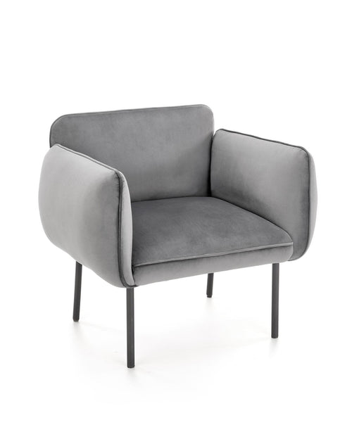 Halmar Fotoliu fix tapitat cu stofa si picioare metalice, Brasen Velvet Gri / Negru, l91xA72xH78 cm
