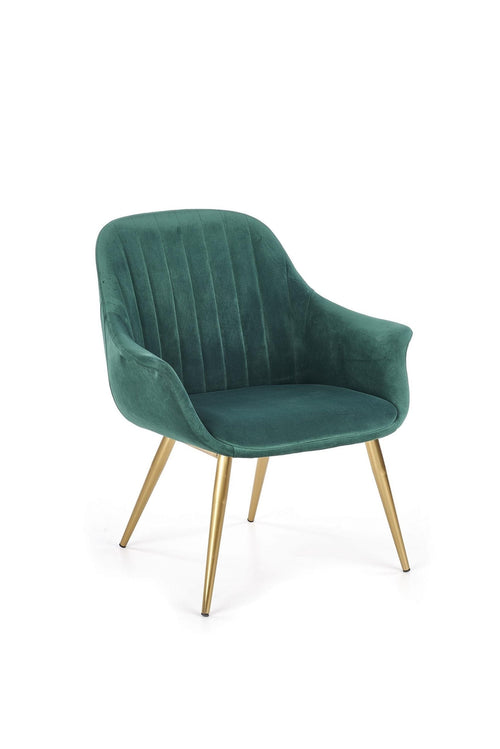 Halmar Fotoliu fix tapitat cu stofa si picioare metalice, Elegy 2 Velvet Verde Inchis / Auriu, l72xA60xH79 cm
